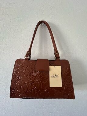 Patricia Nash brown tooled Italian  Leather purse